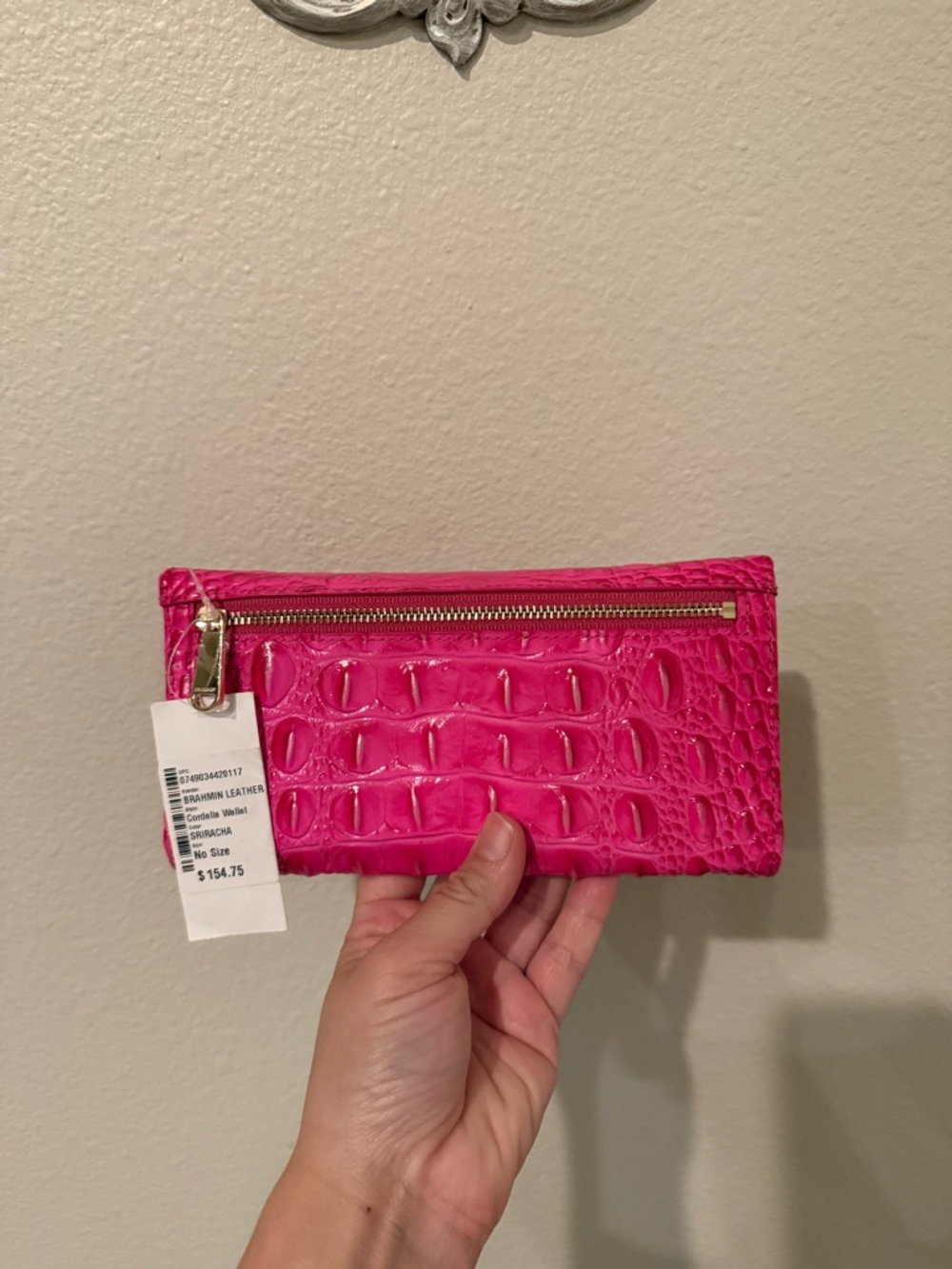 Brahmin Hot Pink Croc-Embossed Continental Wallet - Picture 2 of 2